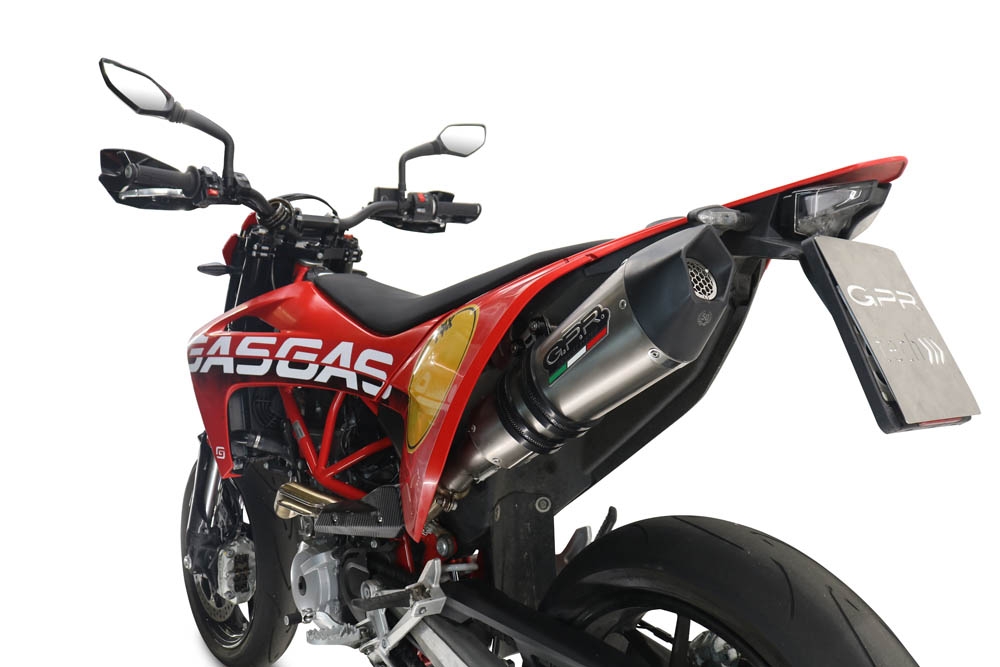 Escape compatible con Gas Gas SM 700 2023-2024, Gpe Ann. titanium, Escape homologaedo, legal para mercados fuera de la UE, incluido tubo de enlace y db killer extraíble 