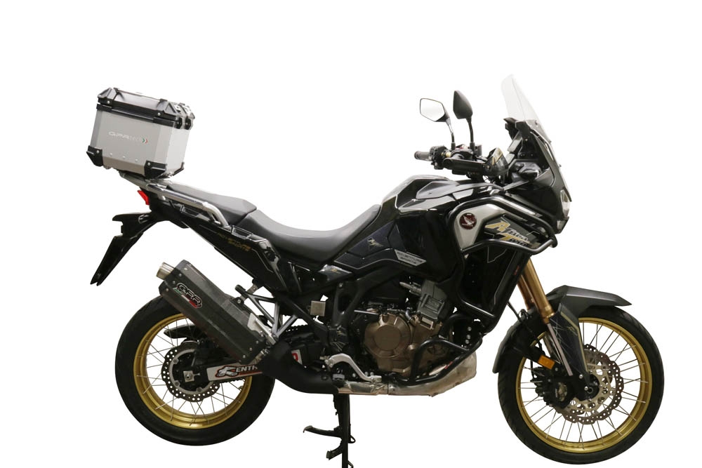 Baúl GPR TECH compatible con  Honda Crf 1100 L Africa Twin 2020/2024 e5 Baúl Alpi-Tech en aluminio color plata con placa específica incluida Capacidad Litros 35