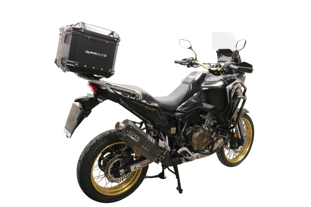 Baúl GPR TECH compatible con  Honda Crf 1100 L Africa Twin 2020/2024 e5 Baúl Alpi-Tech en aluminio, color negro con placa específica incluida Capacidad Litros 55