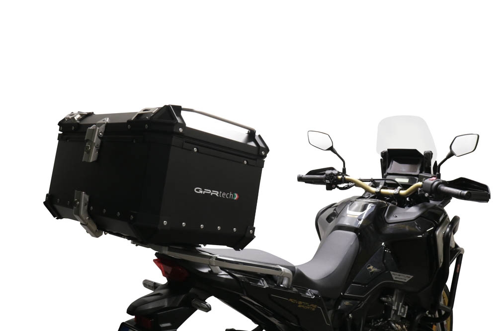 Baúl GPR TECH compatible con  Honda Crf 1100 L Africa Twin 2020/2024 e5 Baúl Alpi-Tech en aluminio, color negro con placa específica incluida Capacidad Litros 35