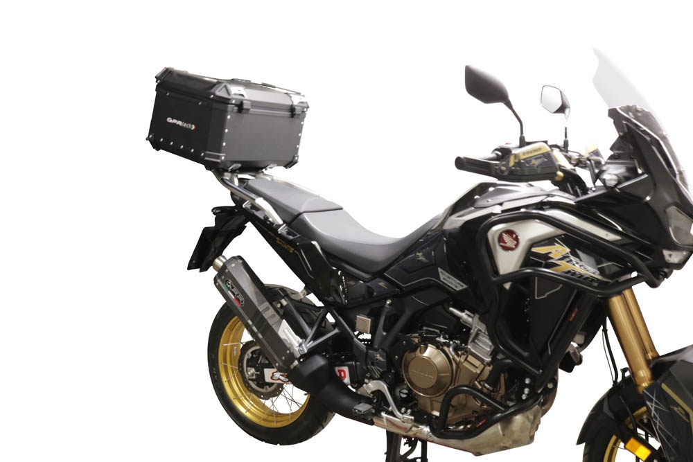 Baúl GPR TECH compatible con  Honda Crf 1100 L Africa Twin 2020/2024 e5 Baúl Alpi-Tech en aluminio, color negro con placa específica incluida Capacidad Litros 35