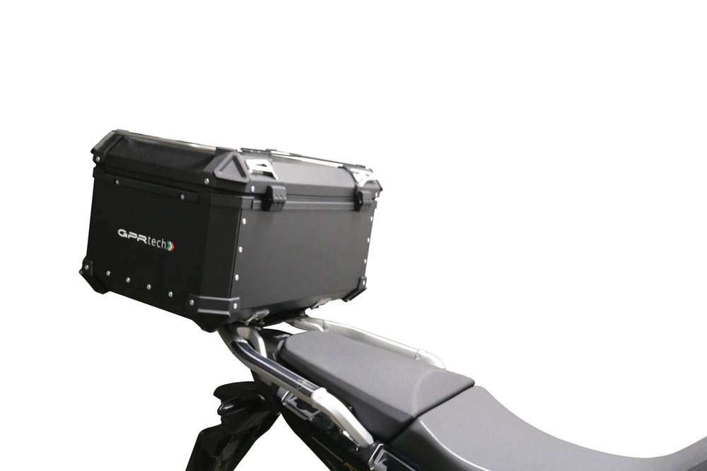Baúl GPR TECH compatible con  Honda Crf 1100 L Africa Twin 2020/2024 e5 Baúl Alpi-Tech en aluminio, color negro con placa específica incluida Capacidad Litros 35