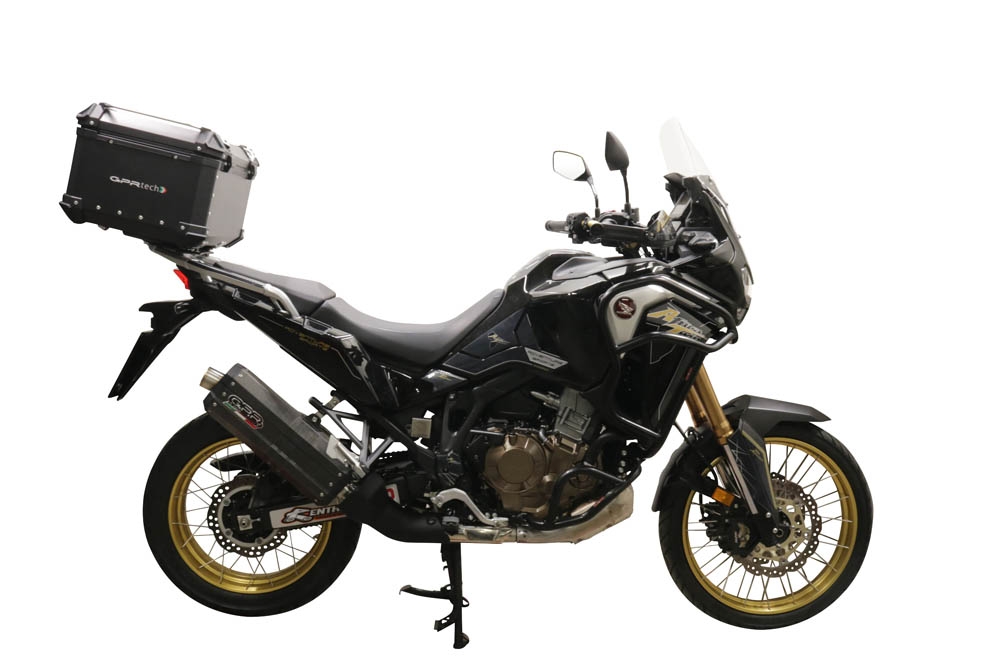Baúl GPR TECH compatible con  Honda Crf 1100 L Africa Twin 2020/2024 e5 Baúl Alpi-Tech en aluminio, color negro con placa específica incluida Capacidad Litros 35