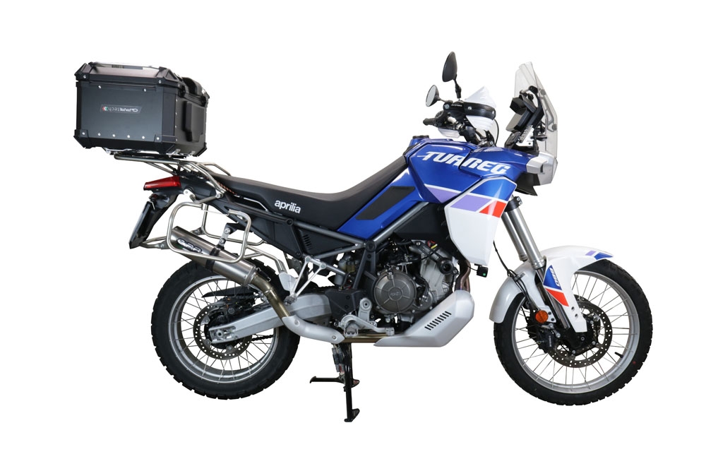 Baúl GPR TECH compatible con  Aprilia Tuareg 660 2021/2024 e5 Baúl Alpi-Tech en aluminio, color negro con placa específica incluida Capacidad Litros 55