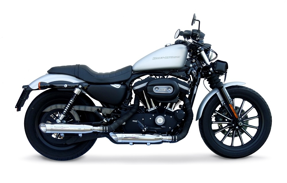 Escape compatible con Harley Davidson Sportster 883 2004-2009, Slash Inox, Par de terminales de escape homologados, con db killer extraíbles y tubos de conexión específicos 