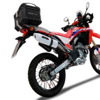 Baúl GPR TECH compatible con  Honda Crf 300 L / Rally 2021/2024 e5 Baúl Alpi-Tech en aluminio color plata, incluye portaequipajes específico de aluminio y placa especifica de acero. Capacidad Litros 26