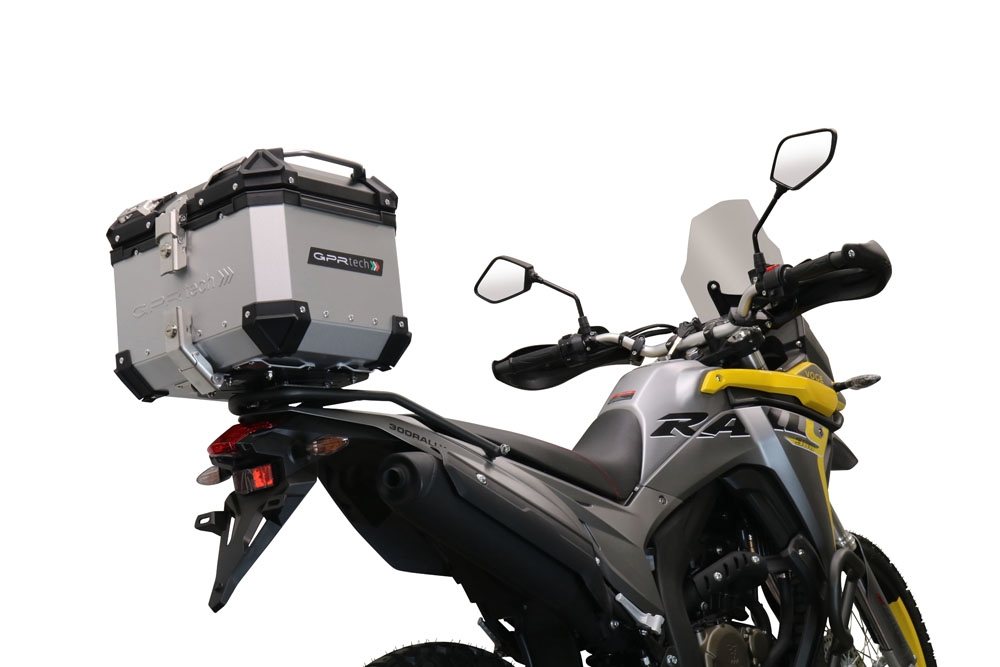 Baúl GPR TECH compatible con  Voge 300Rally 2022/2024 e5 Baúl Alpi-Tech en aluminio color plata con placa específica incluida Capacidad Litros 26
