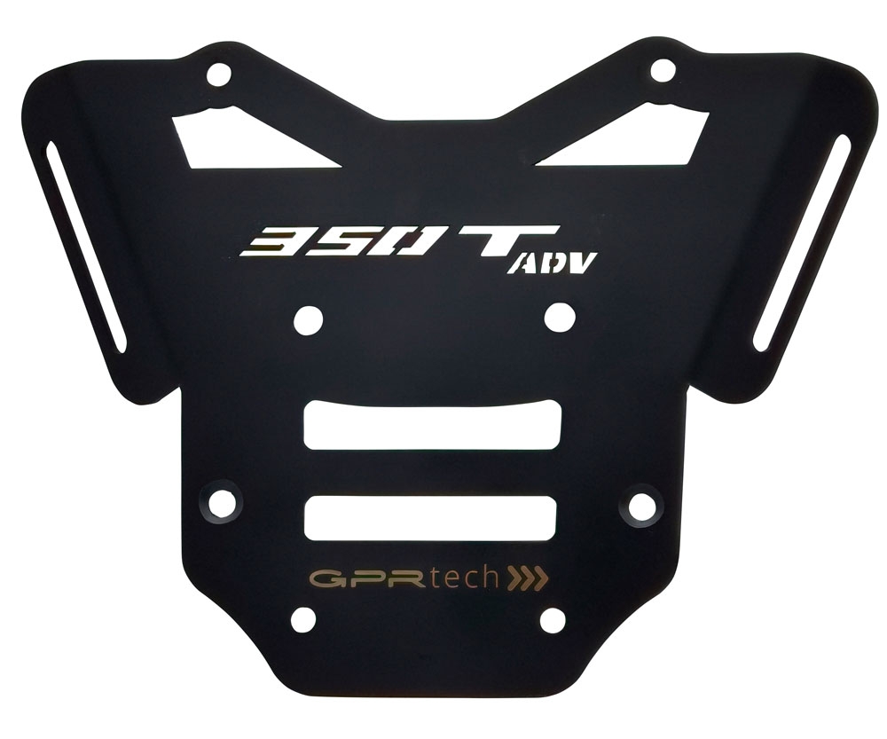 GPR TECH compatible con  Zontes 350 T2 ADV 2022/2024 e5 Placa de fijación específica Top Case ALPITECH 55 LT compatible con portaequipajes original, fabricada en acero inoxidable con 4 puntos de anclaje