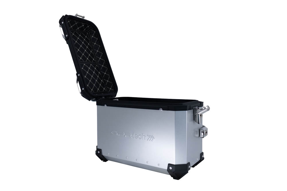 GPR TECH Par de maletas laterales en aluminio sin rack específico, color plata Capacidad 38 LT. + 38 LT. Capacidad 38 LT. + 38 LT.