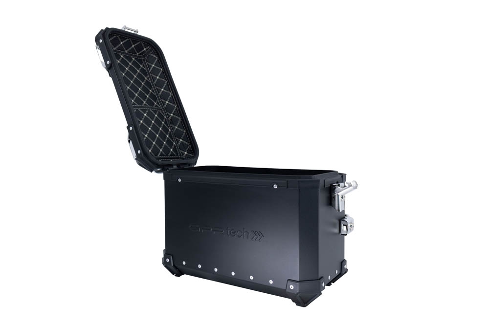 GPR TECH Par de maletas laterales en aluminio sin rack específico, color negro  Capacidad 38 LT. + 38 LT. Capacidad 38 LT. + 38 LT.