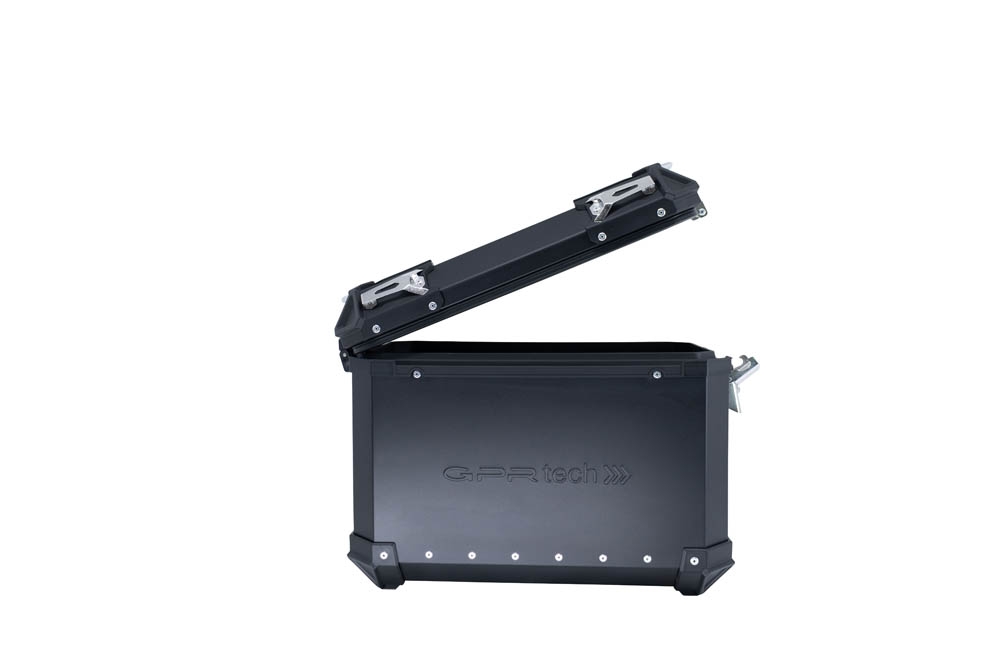 GPR TECH Par de maletas laterales en aluminio sin rack específico, color negro  Capacidad 38 LT. + 38 LT. Capacidad 38 LT. + 38 LT.