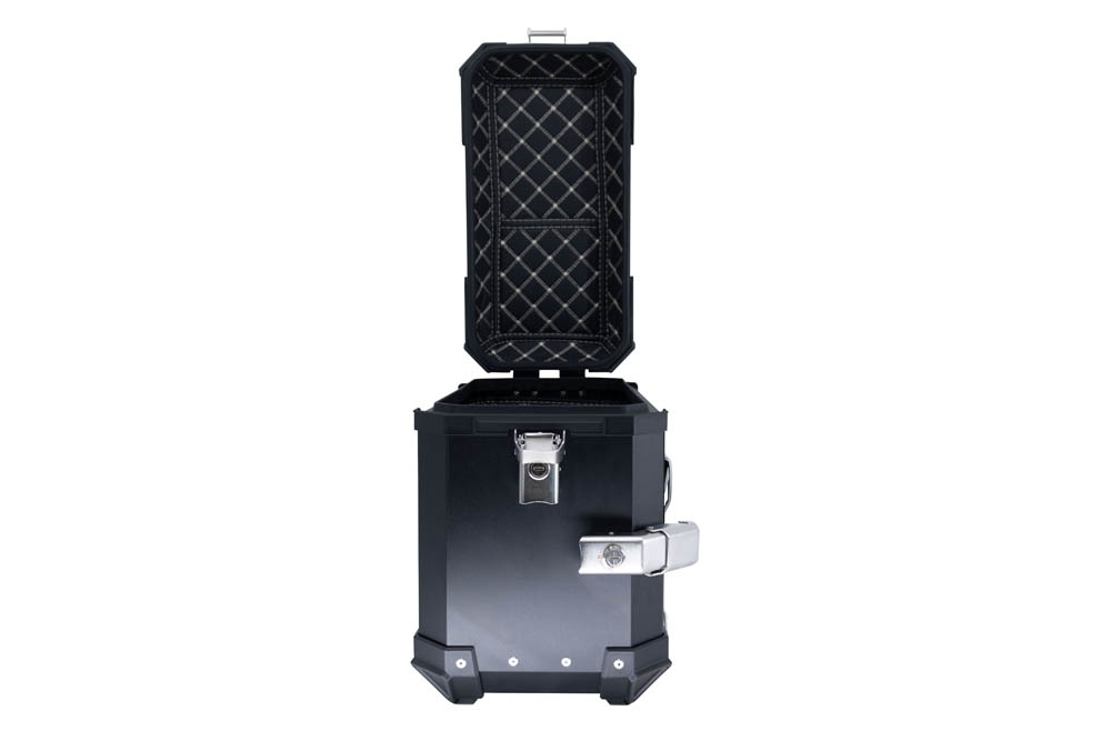 GPR TECH compatible con  Ktm SMT 890 2023/2024 e5 Par de maletas laterales en aluminio con lado derecho contorneado, color negro con portaequipajes específico Capacidad 38 LT. + 32 LT.