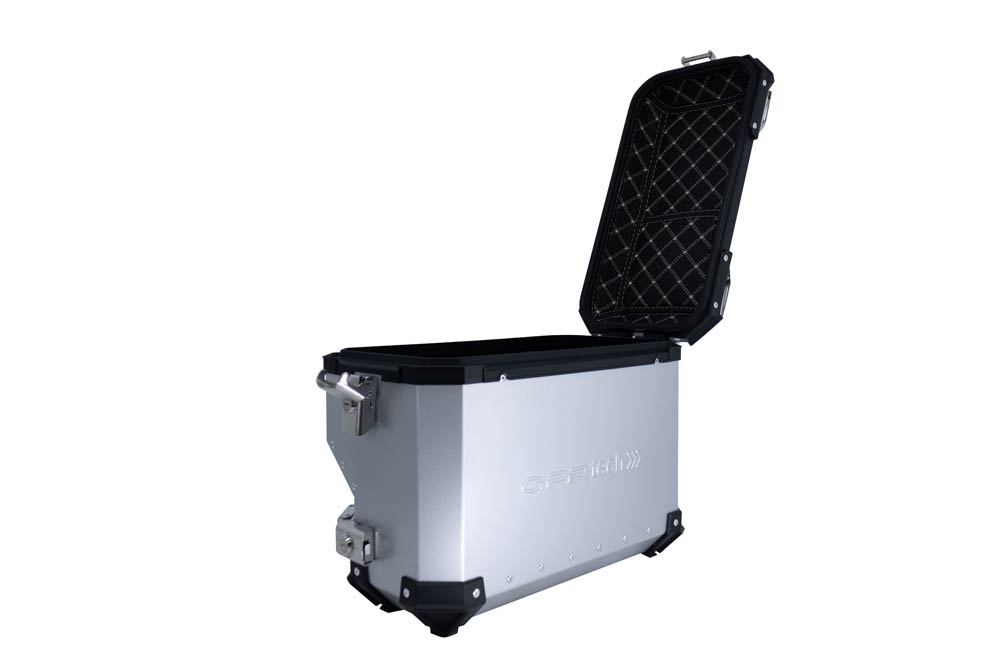 GPR TECH compatible con  Bmw R 1200 Gs 2013/2016 Par de maletas laterales en aluminio con lado derecho contorneado, color plata con portaequipajes específico Capacidad 38 LT. + 32 LT.