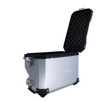 GPR TECH compatible con  Bmw R 1200 Gs 2013/2016 Par de maletas laterales en aluminio con lado derecho contorneado, color plata con portaequipajes específico Capacidad 38 LT. + 32 LT.