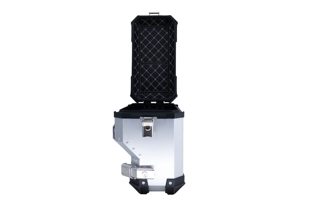 GPR TECH compatible con  Bmw R 1200 Gs 2013/2016 Par de maletas laterales en aluminio con lado derecho contorneado, color plata con portaequipajes específico Capacidad 38 LT. + 32 LT.