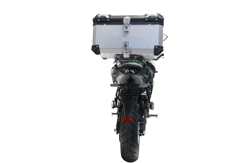 GPR TECH compatible con  Kawasaki Versys 650 2023/2024 e5 plus Baúl Alpi-Tech en aluminio color plata con placa específica incluida Capacidad Litros 45