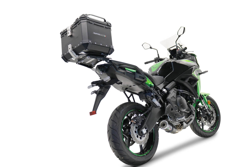 GPR TECH compatible con  Kawasaki Versys 650 2021/2022 e5 Baúl Alpi-Tech en aluminio, color negro con placa específica incluida Capacidad Litros 35