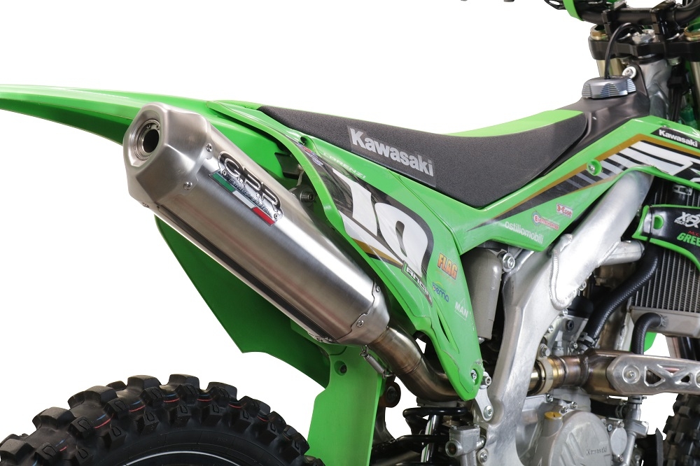 Escape compatible con Kawasaki KX 250 X 2021-2022, Pentacross Inox, Escape racing, silenciador con tubo de conexión específica y db killer extraíble 