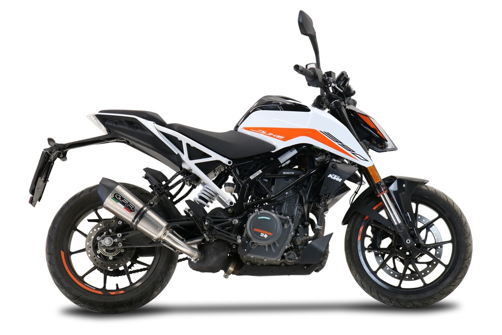 Escape compatible con Ktm Duke 250 2021-2023, GP Evo4 Titanium, Escape legal, homologado, silenciador con db killer desmontable y tubo de conexión específico 