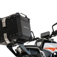 Baúl GPR TECH compatible con  Ktm Duke 250 2017/2020 e4 Baúl Alpi-Tech en aluminio color plata, incluye portaequipajes específico de aluminio y placa especifica de acero. Capacidad Litros 26