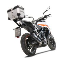 Baúl GPR TECH compatible con  Ktm Duke 125 2017/2020 e4 Baúl Alpi-Tech en aluminio color plata, incluye portaequipajes específico de aluminio y placa especifica de acero. Capacidad Litros 26
