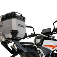 Baúl GPR TECH compatible con  Ktm Duke 125 2017/2020 e4 Baúl Alpi-Tech en aluminio color plata, incluye portaequipajes específico de aluminio y placa especifica de acero. Capacidad Litros 35