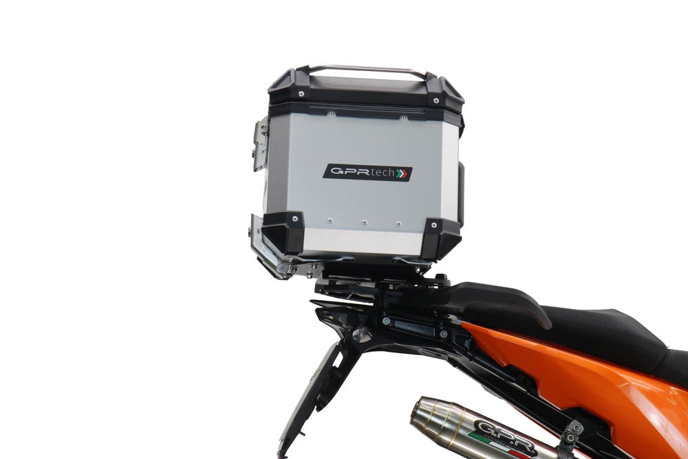 Baúl GPR TECH compatible con  Husqvarna Norden 901 2022/2024 e5 Baúl Alpi-Tech en aluminio color plata con placa específica incluida Capacidad Litros 45