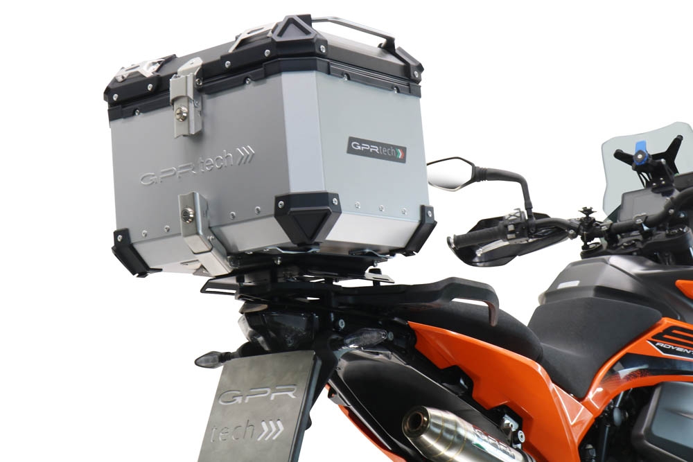 Baúl GPR TECH compatible con  Husqvarna Norden 901 2022/2024 e5 Baúl Alpi-Tech en aluminio color plata con placa específica incluida Capacidad Litros 45