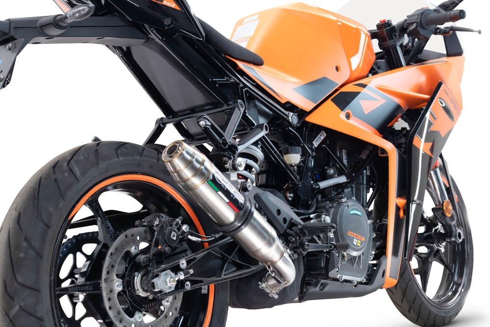 Escape compatible con Ktm Rc 390 2022-2024, Deeptone Inox, Escape legal, homologado, silenciador con db killer desmontable y tubo de conexión específico 