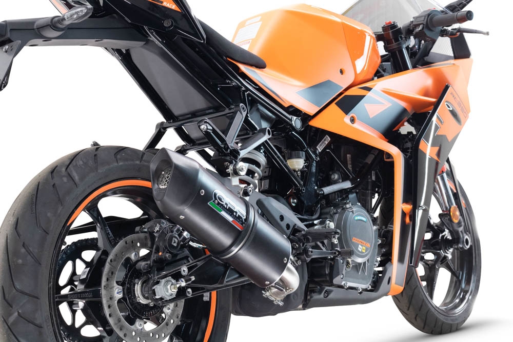 Escape compatible con Ktm Rc 125 2021-2024, Furore Evo4 Nero, Escape legal, homologado, silenciador con db killer desmontable y tubo de conexión específico 