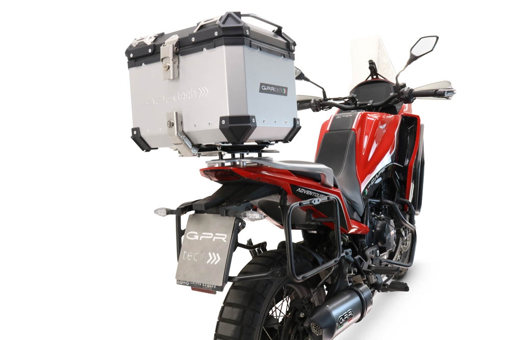 GPR TECH compatible con  Moto Morini X-CAPE 650 2021/2024 e5 Baúl Alpi-Tech en aluminio color plata con placa específica incluida Capacidad Litros 45