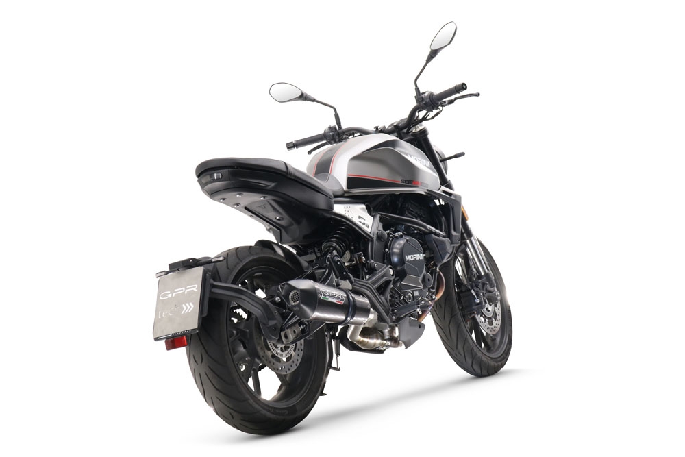 Escape compatible con Moto Morini Seiemmezzo Str 2022-2024, Gpe Ann. Poppy, Sistema de escape medio lleno, incluido db killer extraíble y tubo de conexión 