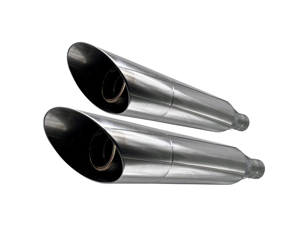 Escape compatible con Harley Davidson Sportster 883 2004-2009, Slash Inox, Par de terminales de escape homologados, con db killer extraíbles y tubos de conexión específicos 