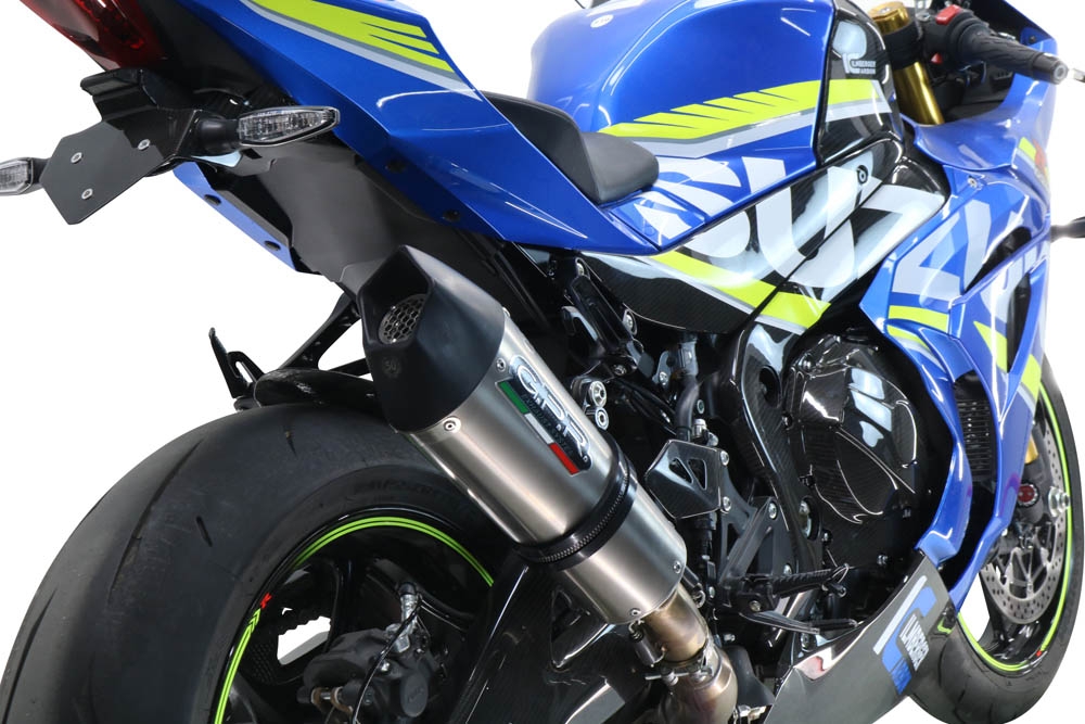 Escape compatible con Suzuki Gsx-R 1000 - 1000 R 2021-2025, GP Evo4 Titanium, Escape legal, homologado, silenciador con db killer desmontable y tubo de conexión específico 