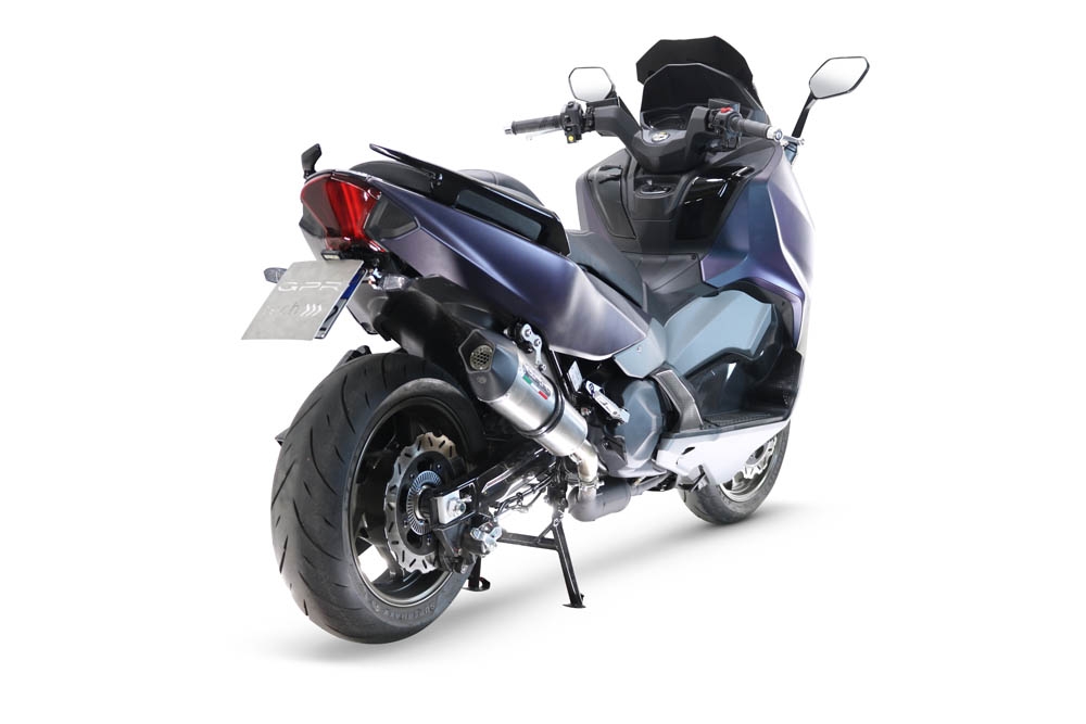 Escape compatible con Sym Maxsym TL 508 2021-2024, GP Evo4 Titanium, Escape legal, homologado, silenciador con db killer desmontable y tubo de conexión específico 