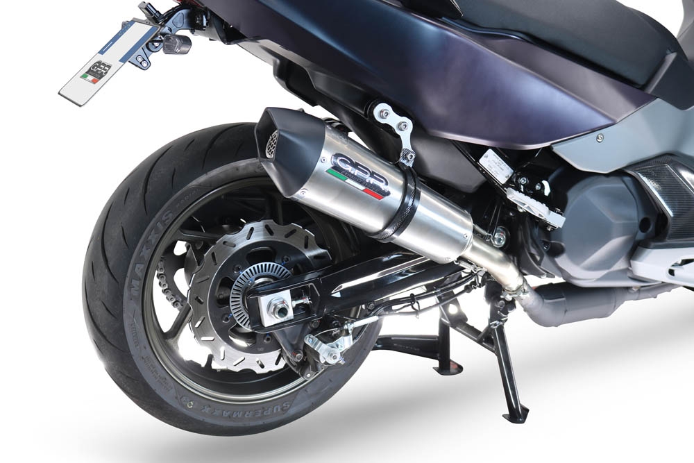 Escape compatible con Sym Maxsym TL 508 2021-2024, GP Evo4 Titanium, Escape legal, homologado, silenciador con db killer desmontable y tubo de conexión específico 