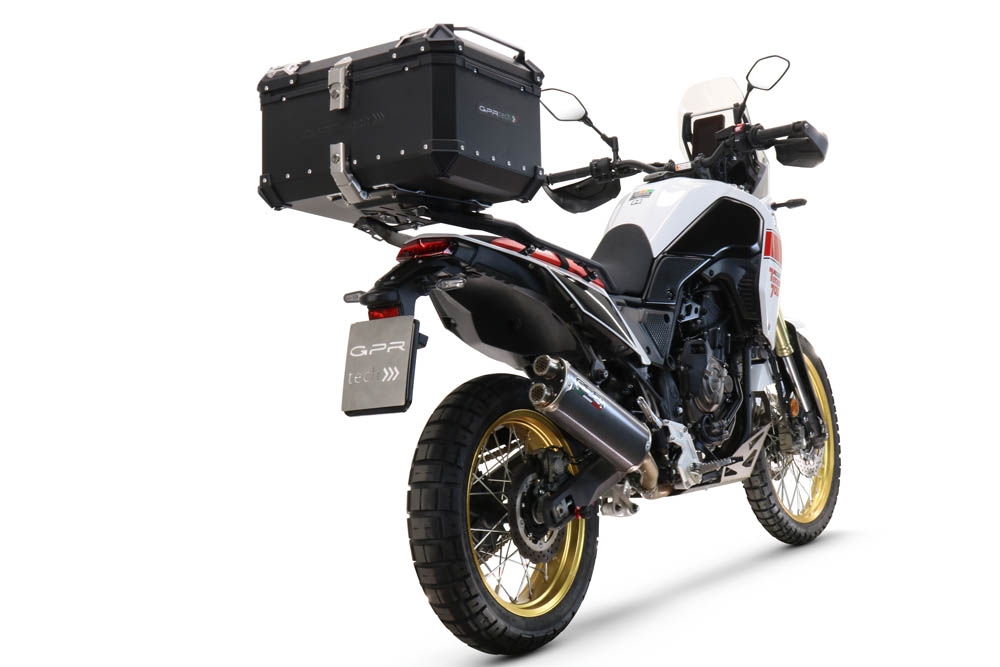 Baúl GPR TECH compatible con  Yamaha Tenere 700 2019/2020 e4 Baúl Alpi-Tech en aluminio color plata, incluye portaequipajes específico de aluminio y placa especifica de acero. Capacidad Litros 55