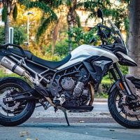 Escape compatible con Triumph Tiger 900 2020-2023, GP Evo4 Titanium, Escape legal, homologado, silenciador con db killer desmontable y tubo de conexión específico 