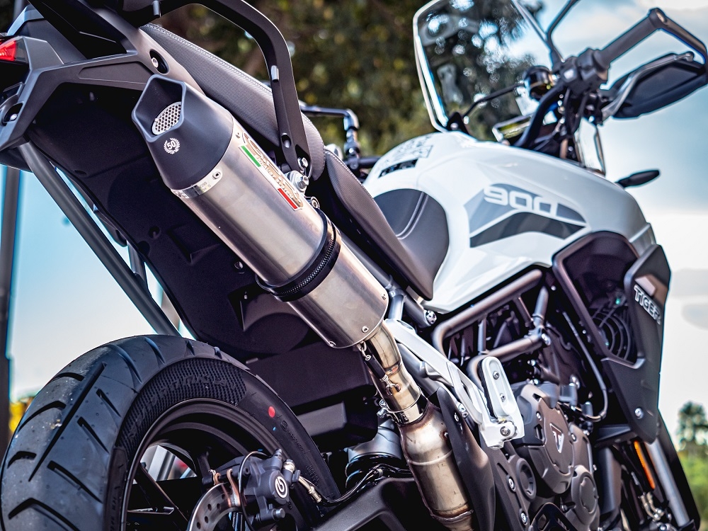 Escape compatible con Triumph Tiger 900 2020-2023, GP Evo4 Titanium, Escape legal, homologado, silenciador con db killer desmontable y tubo de conexión específico 