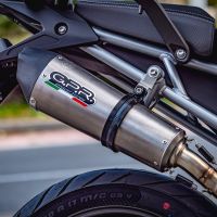 Escape compatible con Triumph Tiger 850 2020-2024, GP Evo4 Titanium, Escape legal, homologado, silenciador con db killer desmontable y tubo de conexión específico 