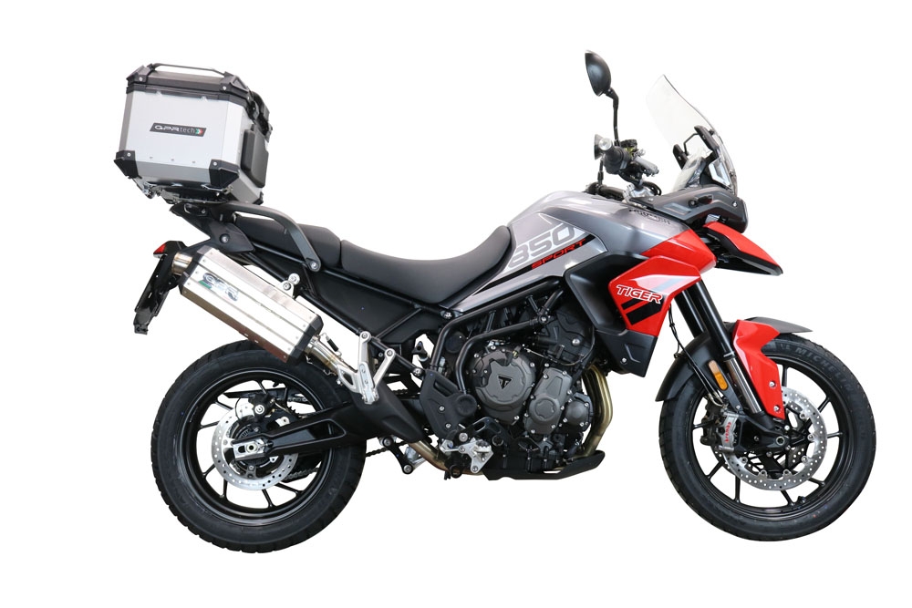 Baúl GPR TECH compatible con  Triumph Tiger 1200 Gt - Rally 2022/2024 e5 Baúl Alpi-Tech en aluminio color plata con placa específica incluida Capacidad Litros 35