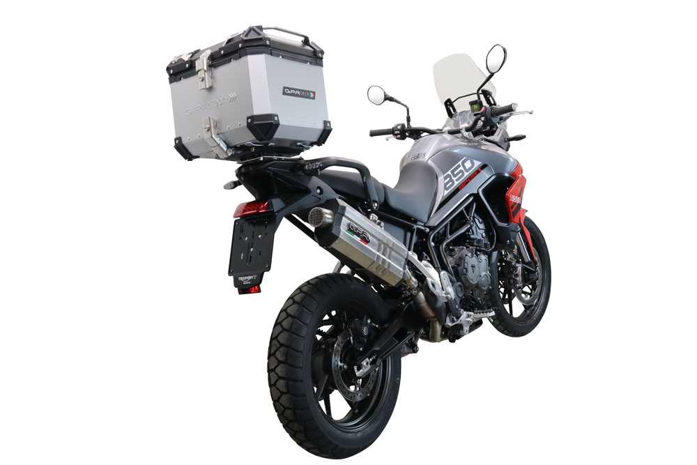 Baúl GPR TECH compatible con  Triumph Tiger 1200 Gt - Rally 2022/2024 e5 Baúl Alpi-Tech en aluminio color plata con placa específica incluida Capacidad Litros 35