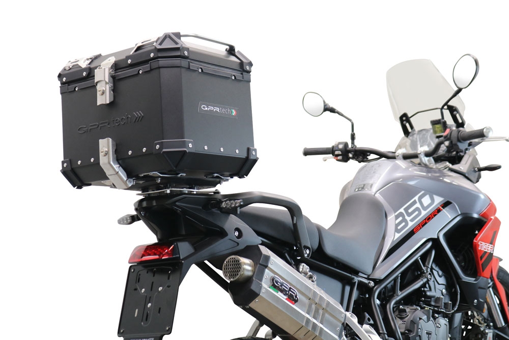Baúl GPR TECH compatible con  Triumph Tiger 1200 Gt - Rally 2022/2024 e5 Baúl Alpi-Tech en aluminio, color negro con placa específica incluida Capacidad Litros 35