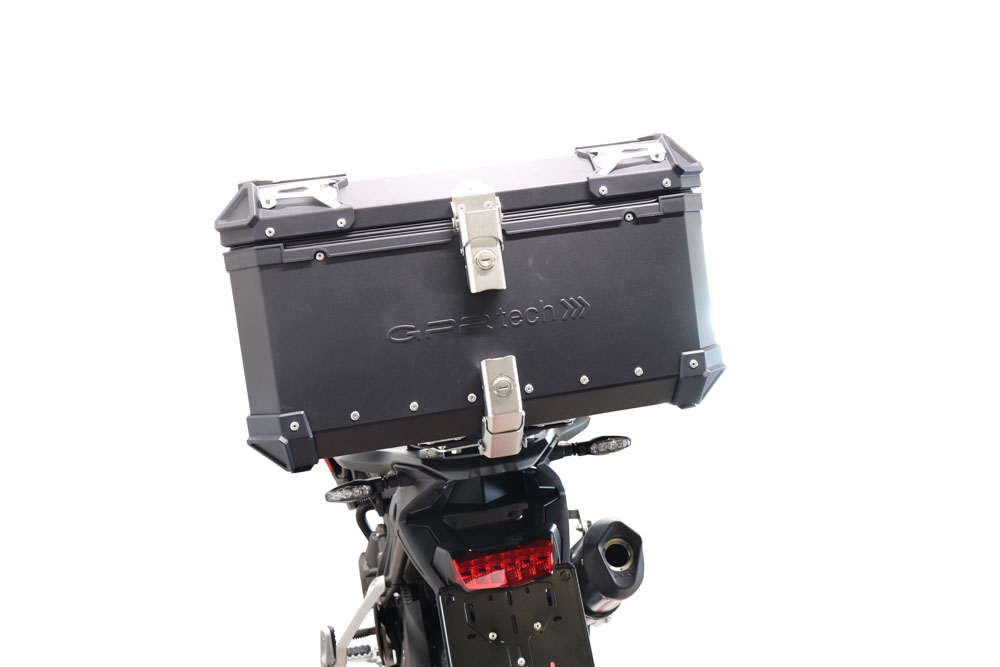 Baúl GPR TECH compatible con  Triumph Tiger 1200 Gt - Rally 2022/2024 e5 Baúl Alpi-Tech en aluminio, color negro con placa específica incluida Capacidad Litros 55