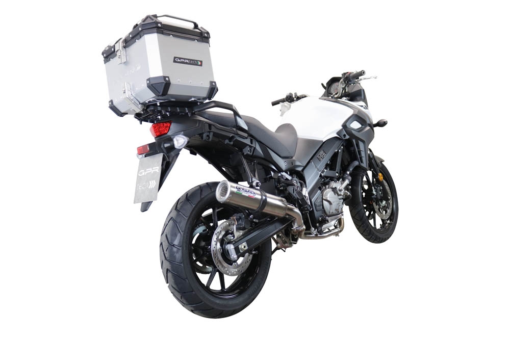 Baúl GPR TECH compatible con  Suzuki V-Strom Dl 650 2021/2024 e5 Baúl Alpi-Tech en aluminio, color negro con placa específica incluida Capacidad Litros 35