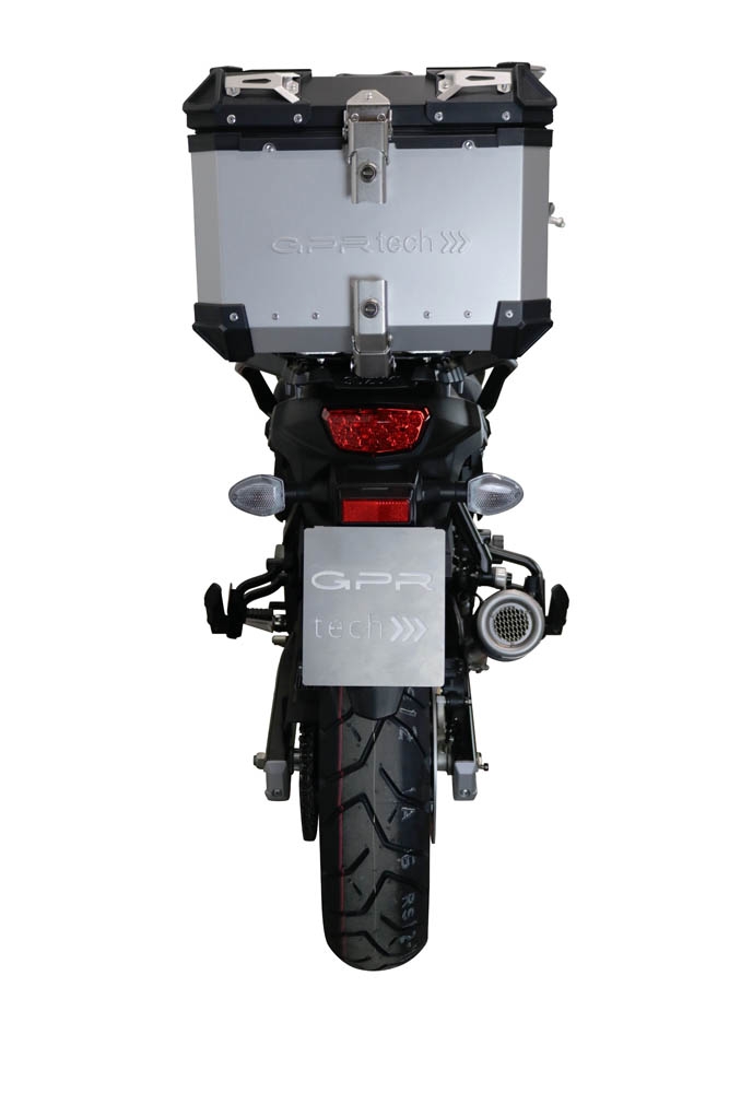 Baúl GPR TECH compatible con  Suzuki V-Strom Dl 650 2021/2024 e5 Baúl Alpi-Tech en aluminio, color negro con placa específica incluida Capacidad Litros 35