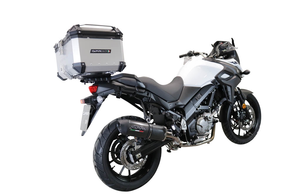 Baúl GPR TECH compatible con  Suzuki V-Strom Dl 650 2021/2024 e5 Baúl Alpi-Tech en aluminio color plata con placa específica incluida Capacidad Litros 55