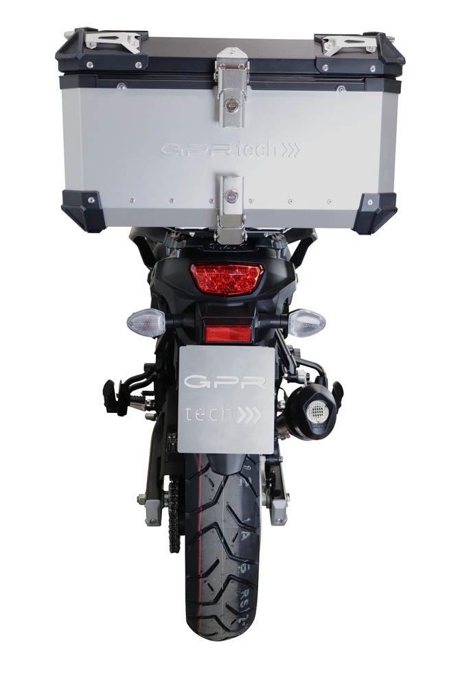 Baúl GPR TECH compatible con  Suzuki V-Strom Dl 650 2021/2024 e5 Baúl Alpi-Tech en aluminio, color negro con placa específica incluida Capacidad Litros 55