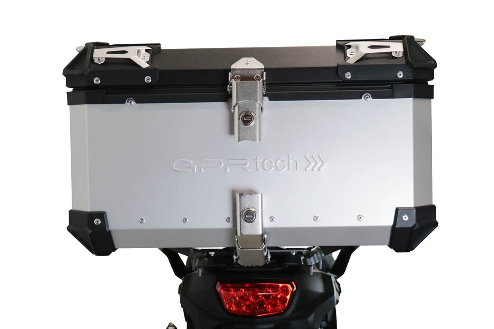 Baúl GPR TECH compatible con  Suzuki V-Strom Dl 650 2021/2024 e5 Baúl Alpi-Tech en aluminio, color negro con placa específica incluida Capacidad Litros 55