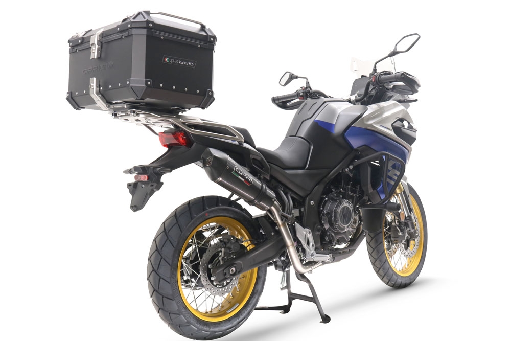 Escape compatible con Voge 525DSX 2023-2024, GP Evo4 Poppy, Escape legal, homologado, silenciador con db killer desmontable y tubo de conexión específico 